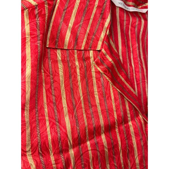 Victorias Secret Pajama set Christmas Holiday Silky striped shorts bttn up S - Picture 4 of 6